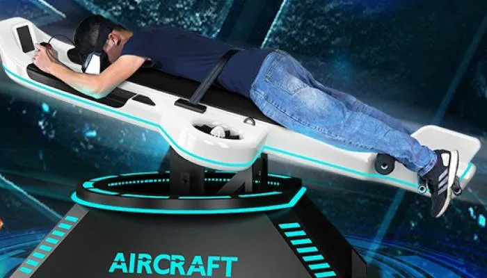 A man playing the Aircraft VR Simulation